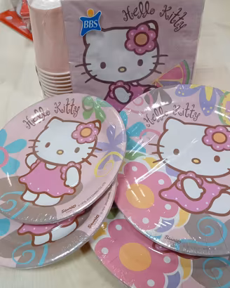  kit di piatti di hello kitty  in rosa 