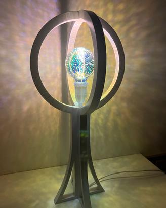 Lampada Led Legno Artigianale Atomo Design Arredo