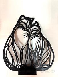 Statuetta Gatti Innamorati Line Art - Decorazione