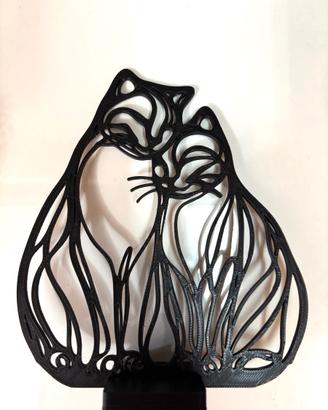 Statuetta Gatti Innamorati Line Art - Decorazione