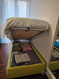 letto singolo tessile con contenitore