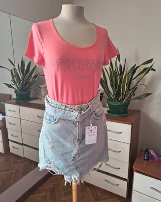 Gonna jeans Bershka e t-shirt Fracomina