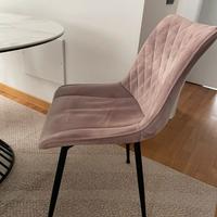 4 sedie per tavolo in velluto rosa