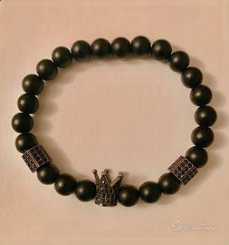 Braccialetto corona king nero