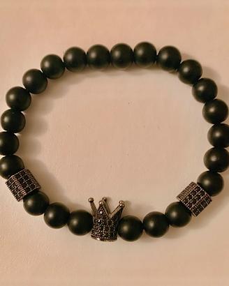 Braccialetto corona king nero