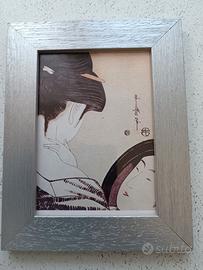 Cornice argento con decoro donna giappone specchio