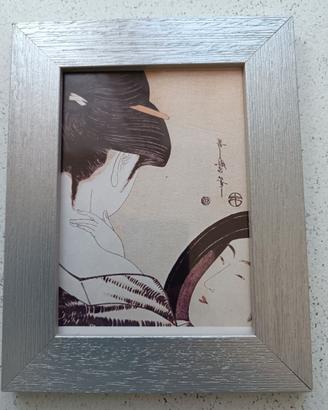 Cornice argento con decoro donna giappone specchio