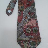 Cravatta vintage Moschino Arca di Noè pura seta