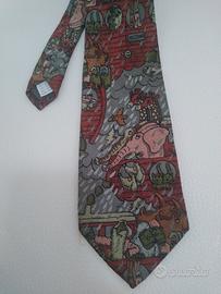 Cravatta vintage Moschino Arca di Noè pura seta