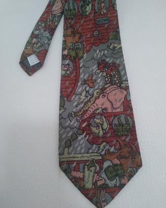 Cravatta vintage Moschino Arca di Noè pura seta