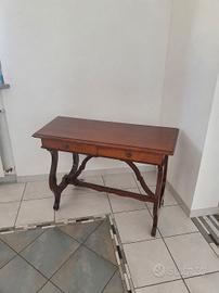 Tavolo consolle in legno massello con 2 cassetti