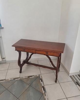 Tavolo consolle in legno massello con 2 cassetti