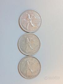 3 monete argento Canada 