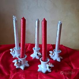 5 candele con portacandela NATALE 