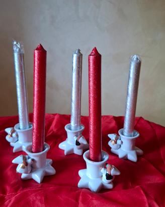 5 candele con portacandela NATALE 