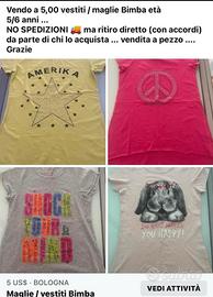 Maglie bimba come nuove 5-6 anni