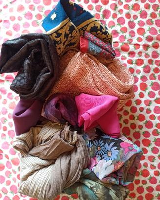 1 lotto 10 foulard e sciarpe