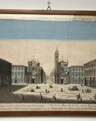 Stampa di Piazza San Carlo nel XVIII secolo