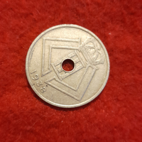 Moneta belga con buco 25 centesimi anno 1938