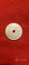 Moneta belga con buco 25 centesimi anno 1938