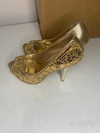 Bell&CLOCk Décolleté oro Glitter strass Tg 37