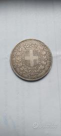 MONETA ARGENTO VITTORIO EMANUELE II° LIRE 5 1876. 