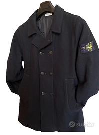 Stone Island Caban Blu Navy in Lana, Taglia S –