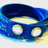 swarovski bracciale in pelle mod. slake blu