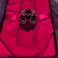 Anello Vintage in Argento 925, Granati e Marcassi