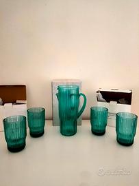 Caraffa Brocca Brandani Plissè + 4 bicchieri brand