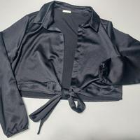 camicia corta effetto raso colore nero