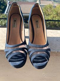 Decolte’ blu navy simil camoscio-plateau-tacco 10