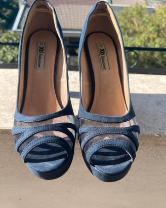Decolte’ blu navy simil camoscio-plateau-tacco 10