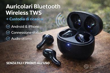 AURICOLARI BLUETOOTH TWS – WIRELESS + CUSTODIA