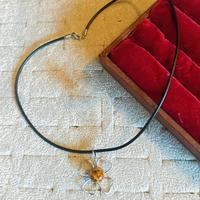 Collana Acciaio Inox Fiore e Perla marrone beige 