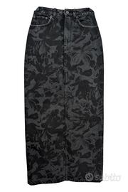 Gonna Balenciaga denim floreale bianco grigio 