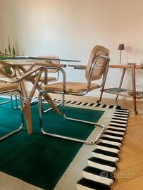 Set di 6 sedie in legno, acciaio e rattan Tento