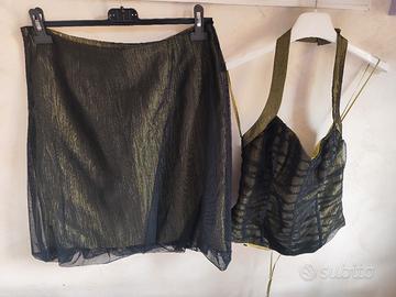 Vintage Y2K Corset Set Gold/Black • Dossier Donna 