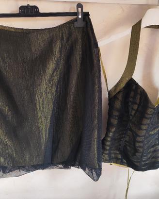Vintage Y2K Corset Set Gold/Black • Dossier Donna 