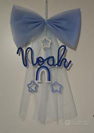 Fiocco nascita personalizzato in tricotin