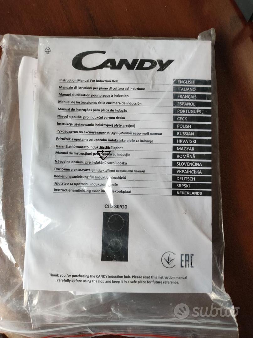 Candy cid 30/g3 piano cottura a induzione, 2 fuochi, 3500 w, comandi touch,  tim