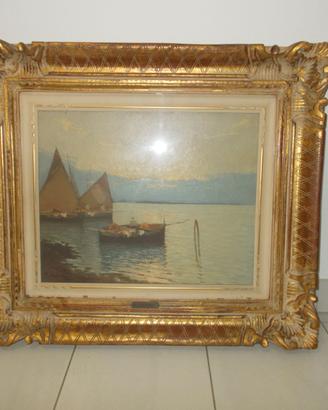 Quadro con marina e barca a vela Salaroli