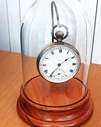 ANTICO OROLOGIO DA TASCA IN ARGENTO-CAMPANA VETRO