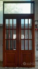 Doppia porta vetrata all'inglese in legno Noce