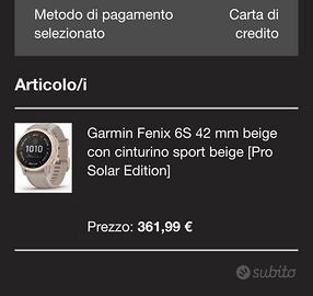 Garmin fenix 6S pro solar 42mm Beige - IN GARANZIA