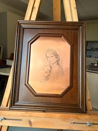 Quadro Madre e Bambino cornice legno