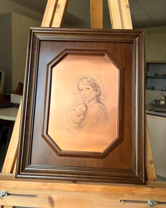 Quadro Madre e Bambino cornice legno
