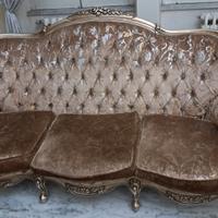 Divano 3 posti stile Luigi XIV vintage usato beige