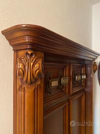 Appendiabiti con specchiera in legno massello