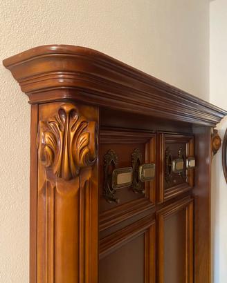 Appendiabiti con specchiera in legno massello